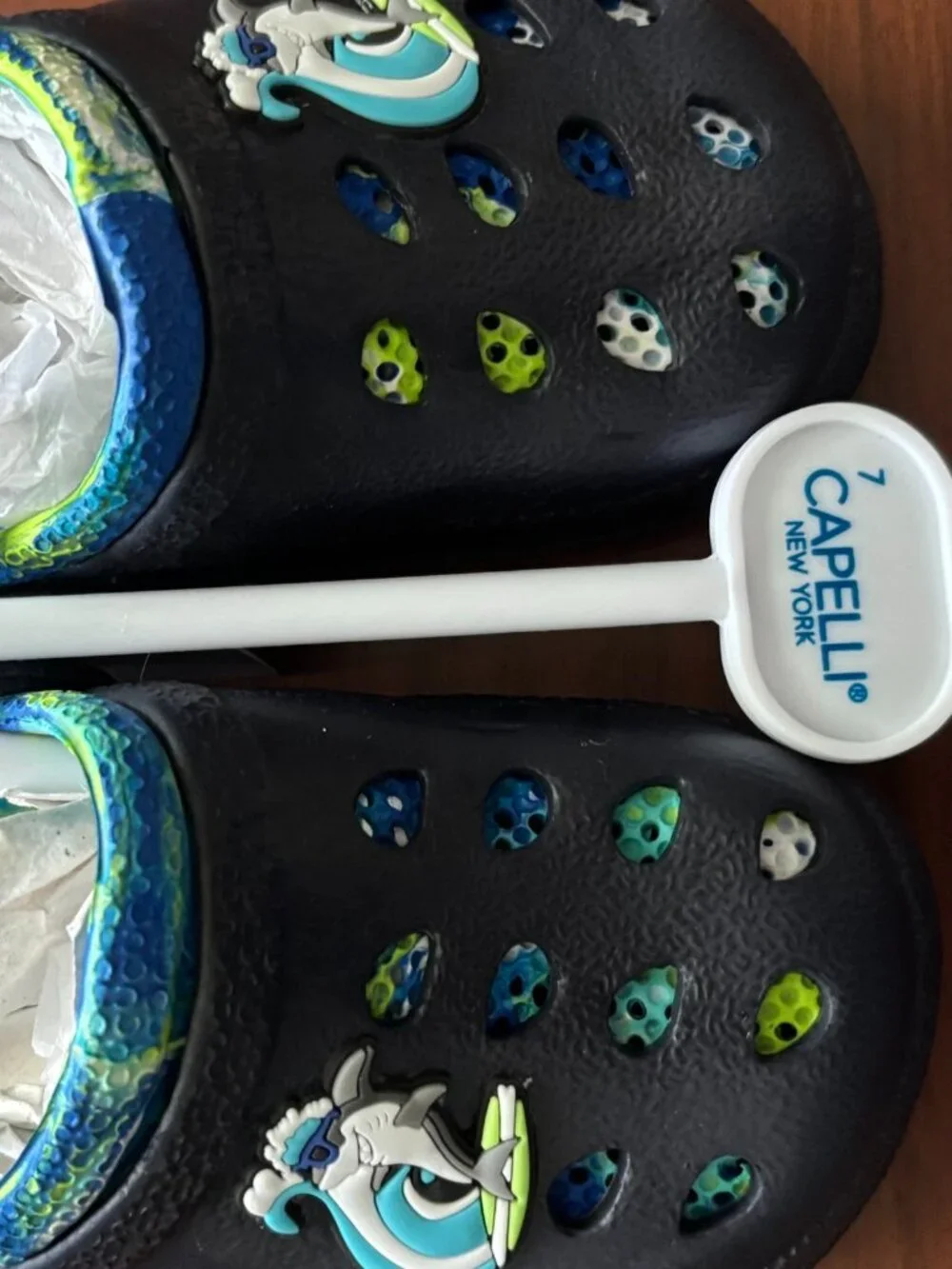 Capelli New York Kids Shark Clogs Water Shoes Navy Blue Size 5/6 NWT